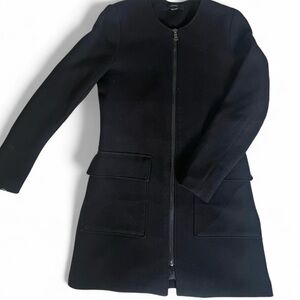 Black wool blend coat with pockets and zipper